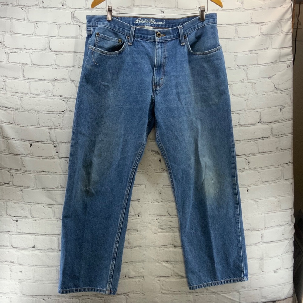 Eddie Bauer Jeans Mens Sz 35 X‎ 30 Blue Relaxed Fit Denim
